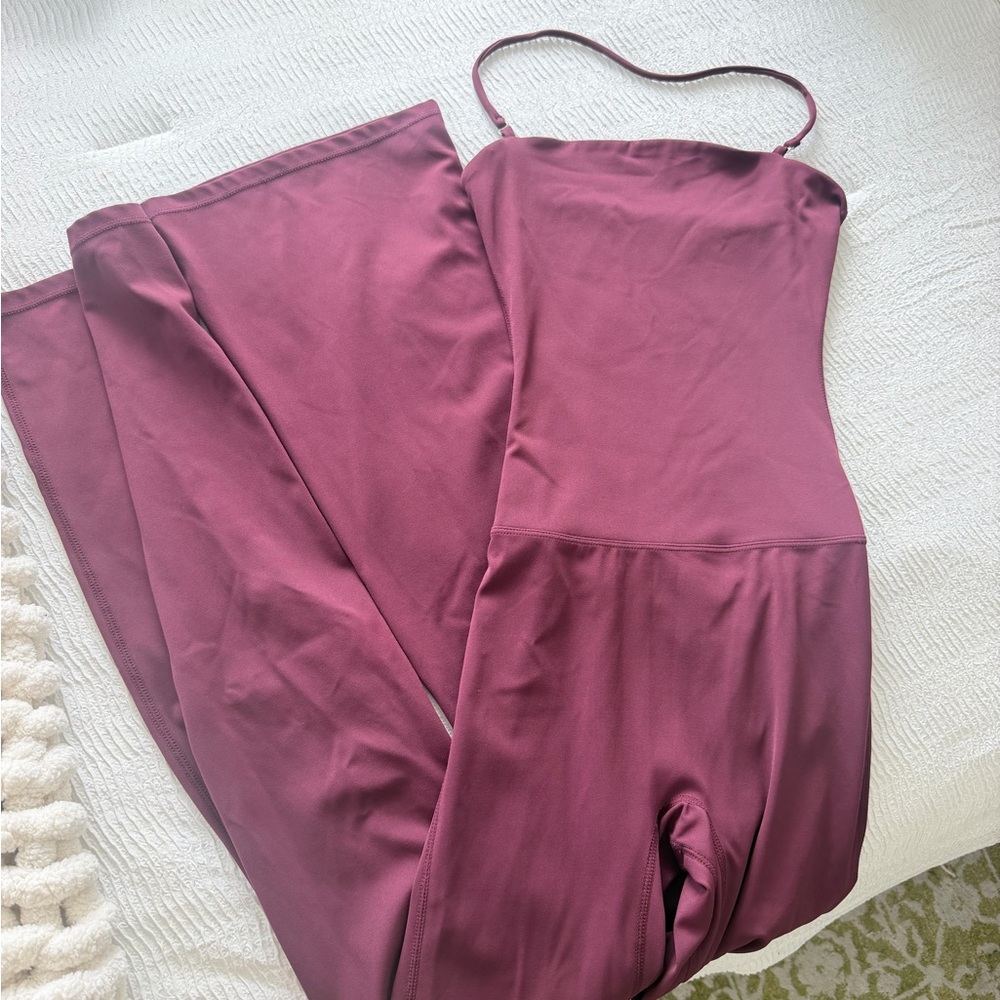 Women’s Wine-Colored Jumpsuit - Sleek Strappy Design